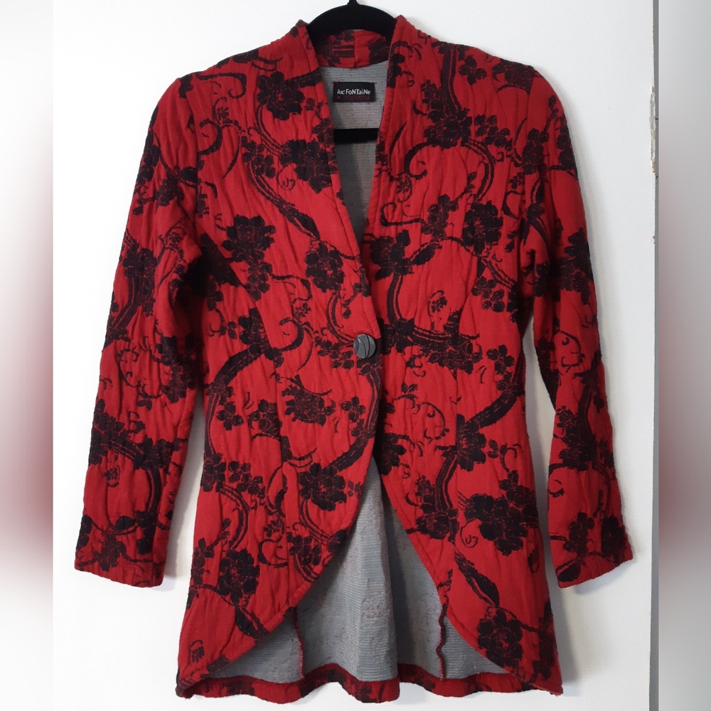Red and black floral Blazer - Picture 1 of 7